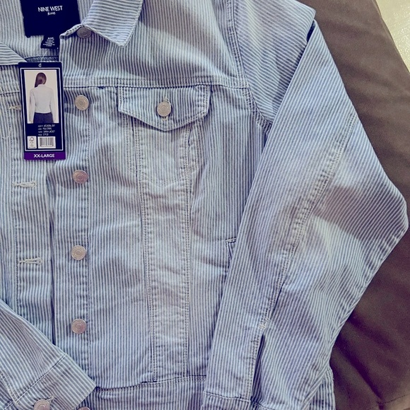 🆕 NINE WEST WOMEN'S Pinstripe Sarah Denim Jacket Size XXL - Picture 5 of 16